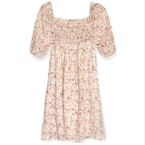 RAILS Geena Puff Sleeve Mini Dress Ambrosia Floral Sz Medium Cottagecore Prairie